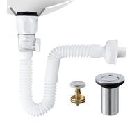 Litinliv Kit di Scarico Lavandino Bagno, Kit di Scarico per Lavello, Universale Scarico per Lavabo, Tubo di Scarico Flessibile per Lavello, Tubo Scarico Lavandino, Filtro Pop-Up Tappi di Scarico