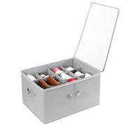 Litinliv Scatole per Scarpe, Organizer Porta Scarpe per Armadio con 12 Scomparti, Portascarpe con Copertura Trasparente e Manici Rinforzati, Pieghevole, Scatola Organizer Scarpe, Grigio