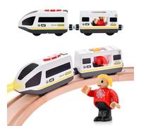 Litinliv Trenino Elettrico per Bambini (Connessione Magnetica), Locomotiva ad Azione a Batteria, Giocattolo Locomotiva con Passeggero, compatibile con Thomas, Brio, Rosso, Chuggington, Età 3+ Anni