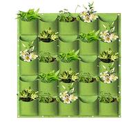 LITLANDSTAR Sacchetti per fioriere da appendere, 25 tasche, verticali da appendere alla parete, per coltivare piante e piante (1 m x 1 m, verde)