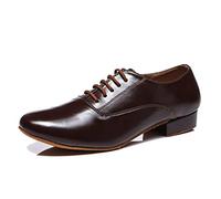 LITNERMIA Scarpe da Ballo da Uomo con Lacci in Pelle ChaCha Tango Jazz Rumba Sala da Ballo Moderne,AL533 Marrone 2.5cm Tacco,44.5 EU