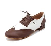 LITNERMIA Scarpe da Ballo da Uomo con Lacci in Pelle ChaCha Tango Jazz Rumba Sala da Ballo Moderne,AL2009 Marrone Bianco 2.5cm Tacco,41.5 EU