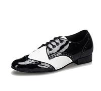 LITNERMIA Scarpe Stringate da Uomo Latin Jazz Modern Rumba Sala da Ballo Social Tango Scarpe da Ballo,ASM2302 Nero Bianco 2.5cm Tacco,45 EU