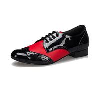 LITNERMIA Scarpe Stringate da Uomo Latin Jazz Modern Rumba Sala da Ballo Social Tango Scarpe da Ballo,ASM2302 Nero Rosso 2.5cm Tacco,46.5 EU