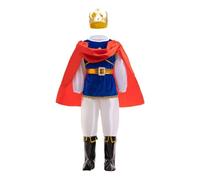 Lito Angels 6 Pezzi Vestito Costume Principe Azzurro Re Reale con Corona e Mantello per Bambino Taglia 7-8 anni, Blu
