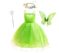 Lito Angels Abito da bambina in tulle con accessori, colore: verde, età 3-4 anni