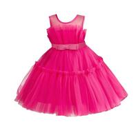 Lito Angels Abito da Damigella per Bambina, Rosa Caldo, 6-7 Anni 120