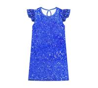 Lito Angels Abito da Festa con Paillettes per Ragazze, Elegante e Brillante per Compleanno o Matrimonio, Blu età 9-10 Anni 140