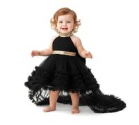 Lito Angels Abito da Principessa per Bambina con Gonna in Tulle a Strati e Fiocco sul Retro per Matrimonio, Festa o Cerimonia, Taglia 2 Anni 98, Nero