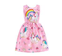 Lito Angels Abito Estivo Unicorno per Bambina, Vestito Casual da Festa di Compleanno e Halloween, Taglia 7-8 Anni, Rosa D