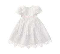 Lito Angels Abito in Pizzo Bianco per Bimba Bambina Damigella, Vestito Principessa da Matrimonio Festa Compleanno Cerimonia Natale, Taglia 6-12 Mesi 74 80