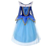 Lito Angels Bambina Vestito da Principessa Aurora Costume Bella Addormentata Taglia 7-8 Anni, Blu (Etichetta in Tessuto 140)