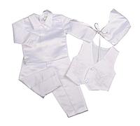 Lito Angels - Completo Abito da Battesimo in Raso con Cappello per Maschio Bimbo Bambino, Taglia 3-6 Mesi, Bianco, Manica Lunga