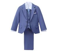 Lito Angels Completo da Sposo 5 Pezzi Taglio Slim per Bambini Ragazzo - Set Formale per Matrimoni (Giacca, Panciotto, Camicia, Pantalone Regolabile, Cravatta) Blu Reale - Taglie 4 Anni