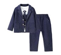 Lito Angels Completo Elegante Bambino Abito da Gentleman Cerimonia Striscia Vestito da Paggetto Taglia 4 Anni, Marina