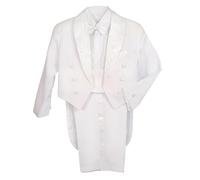 Lito Angels Completo Elegante Battesimo per Bambino, Smoking Set 5 Pezzi (Giacca, Camicia, Cummerbund, Pantaloni e Papillon), Taglia 5 Anni, Bianco