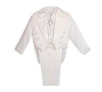 Lito Angels Completo Elegante Battesimo per Bimbo Maschio, Smoking Set 5 Pezzi (Giacca, Camicia, Panciotto, Pantaloni e Papillon), Taglia 18-24 Mesi, Bianco (Etichetta in Tessuto 03)