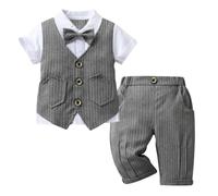 Lito Angels Completo Elegante Bimbo Estivo Abito Formale con Gilet e Papillon Taglia 18-24 Mesi, Grigio Strisce
