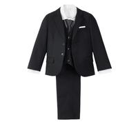 Lito Angels Completo Elegante per Bambino, 5 Pezzi (Giacca, Gilet, Camicia, Cravatta, Pantaloni), vestibilità Slim, Nero, Taglia 7-8 Anni