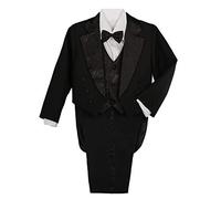 Lito Angels Completo Elegante per Bambino, Smoking Set 5 Pezzi (Giacca, Camicia, Panciotto, Pantaloni e Papillon), Taglia 4 Anni, Nero