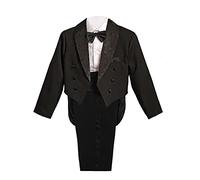 Lito Angels Completo Elegante per Bimbo Maschio, Smoking Set 5 Pezzi (Giacca, Camicia, Cummerbund, Pantaloni e Papillon), Taglia 12-18 Mesi, Nero