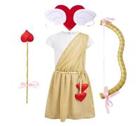 Lito Angels Costume Cupido Bambino Travestimento Angelo Bambini con Ali Arco Freccia Toga Romana per Carnevale Festa San Valentino Età 3-4 Anni