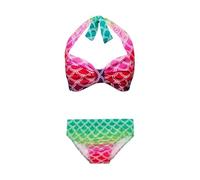 Lito Angels Costume da Bagno Bambina 2 Pezzi Sirena Bikini con Stampa Squame e Fiocco, Set Mare Spiaggia Piscina Vacanze Estive Parco Acquatico, ETA 3-4 Anni Verde Taglia 98