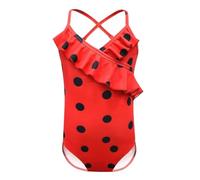 Lito Angels Costume da Bagno Intero Ladybug Coccinella per Bambina, Pois Rossi con Volant, Taglia 5-6 Anni, Stile C