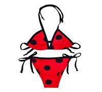 Lito Angels - Costume da Bagno Ladybug Coccinella per Bambine, Pois Rossi 2 Pezzi Bikini Triangolo, Taglia 3-4 Anni