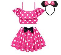 Lito Angels Costume da Bagno Mare Piscina Nuoto Tankini Due Pezzi con Cerchietto per Bambina Taglia 2-3 Anni, Rosa Caldo (Etichetta in Tessuto 90)