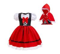 Lito Angels Costume da Cappuccio Rosso per Bambin | Maniche Corte, Fiocco, Ricami, Mantello, Halloween e Carnevale, Festa di Compleanno
