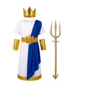 Lito Angels Costume da Dio Greco o Romano o da Poseidone con Toga | Toga bianca, drappo rosso e corona d'alloro, o corona e tridente secondo il modello, Carnevale e Halloween