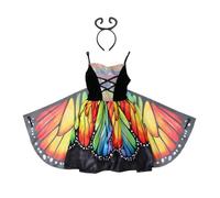 Lito Angels Costume da Fata Farfalla Arcobaleno per Bambina con Ali e Cerchietto, Vestito Brillante con Grande Gonna Ali per Carnevale Halloween Festa di Compleanno Spettacolo Età 7-8 Anni Taglia 128