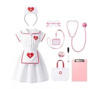 Lito Angels Costume da infermiera per bambine con valigetta da dottore, gioco di ruolo per scuola, Halloween, carnevale, feste, costumi da 5-10 anni