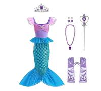 Lito Angels Costume da Sirenetta Vestito Principessa Ariel Sirena con Accessori per Bambina Taglia 10-11 Anni, Viola Blu (Etichetta in Tessuto 160)