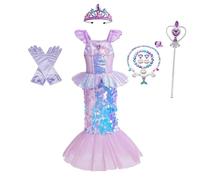 Lito Angels Costume da Sirenetta Vestito Principessa Ariel Sirena con Accessori per Bambina Taglia 5-6 Anni, Viola