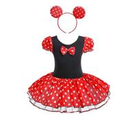 Lito Angels - Costume di Minnie per bimba bambina, Vestito da festa di Carnevale compleanno, con orecchie di topo cerchio per capelli, Taglia 6-12 mesi
