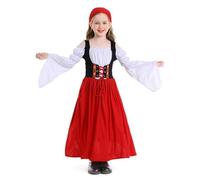 Lito Angels Costume Dirndl Bavarese per Bambina, Rosso, 10-11 Anni 146