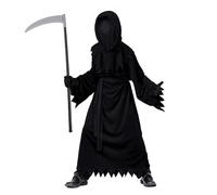 Lito Angels Costume Halloween Bambini Grim Reaper 11-12 Anni con Mantello Nero Ragazza con cappuccio rosso Guanti Falce e Cintura per Festa in Maschera Carnevale Scuola e Spettacolo Taglia152