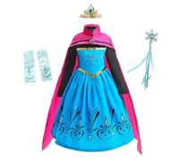 Lito Angels Costume Incoronazione con Mantello e Accessori Principessa Elsa per Bambina, Vestito da Regina delle Nevi Regno di Ghiaccio, Taglia 3-4 Anni