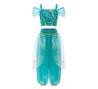 Lito Angels Costume Principessa Jasmine per Bambina Vestito Abito da Sogno Set Arabo Top Paillettes Pantaloni per Danza Travestimento Carnevale Halloween 10-11 Anni 146