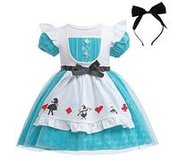 Lito Angels Deguisement Alice nel paese delle meraviglie con grembiule bianco e capelli cerchio bambina taglia 5-6 anni, turchese