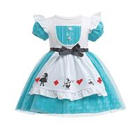 Lito Angels Deguisement Alice nel paese delle meraviglie con grembiule bianco per bambina taglia 5-6 anni, turchese