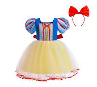 Lito Angels Principessa Biancaneve Vestito con Cerchietto per Bimba Costume Abito Casual Estivo Taglia 18-24 mese