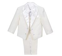 Lito Angels Smoking Avorio Completo Elegante per Bimbo, Set 5 Pezzi (Giacca, Gilet, Camicia, Papillon e Pantaloni) Taglia 18 24 Mesi (Etichetta in Tessuto 02)