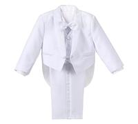Lito Angels Smoking Bianco Completo Elegante per Bambino, Set 5 Pezzi (Giacca, Gilet, Camicia, Papillon e Pantaloni) Taglia 3-4 Anni (Etichetta in Tessuto 04)