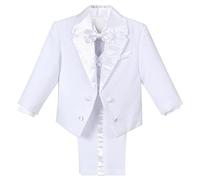 Lito Angels Smoking Bianco Completo Elegante per Bimbo, Set 5 Pezzi (Giacca, Gilet, Camicia, Papillon e Pantaloni) Taglia 18 24 Mesi (Etichetta in Tessuto 02)