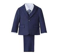 Lito Angels Smoking Blu Completo Elegante per Bimbo, Set 5 Pezzi (Giacca, Gilet, Camicia, Cravatta e Pantaloni) Taglia 18-24 Mesi (Etichetta in Tessuto 02)