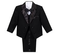 Lito Angels Smoking Nero Completo Elegante per Bambino, Set 5 Pezzi (Giacca, Gilet, Camicia, Papillon e Pantaloni) Taglia 3-4 Anni (Etichetta in Tessuto 04)