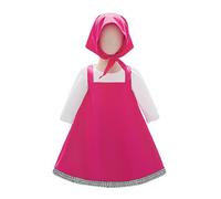 Lito Angels Travestimento da Festa Folk per Bimba Vestito Sarafan con Fazzoletto Costume Carnevale - 9-12 Mesi 80 - Fucsia
